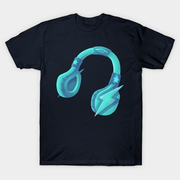 Aquamarine headset T-Shirt by CleanRain3675